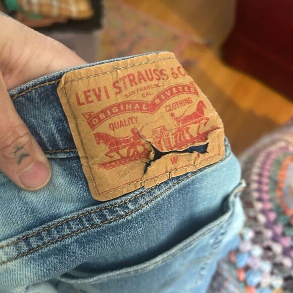 Levi's Distressed Upcycled Straight Blue Jeans 32" X 30" - Picture 6 of 16